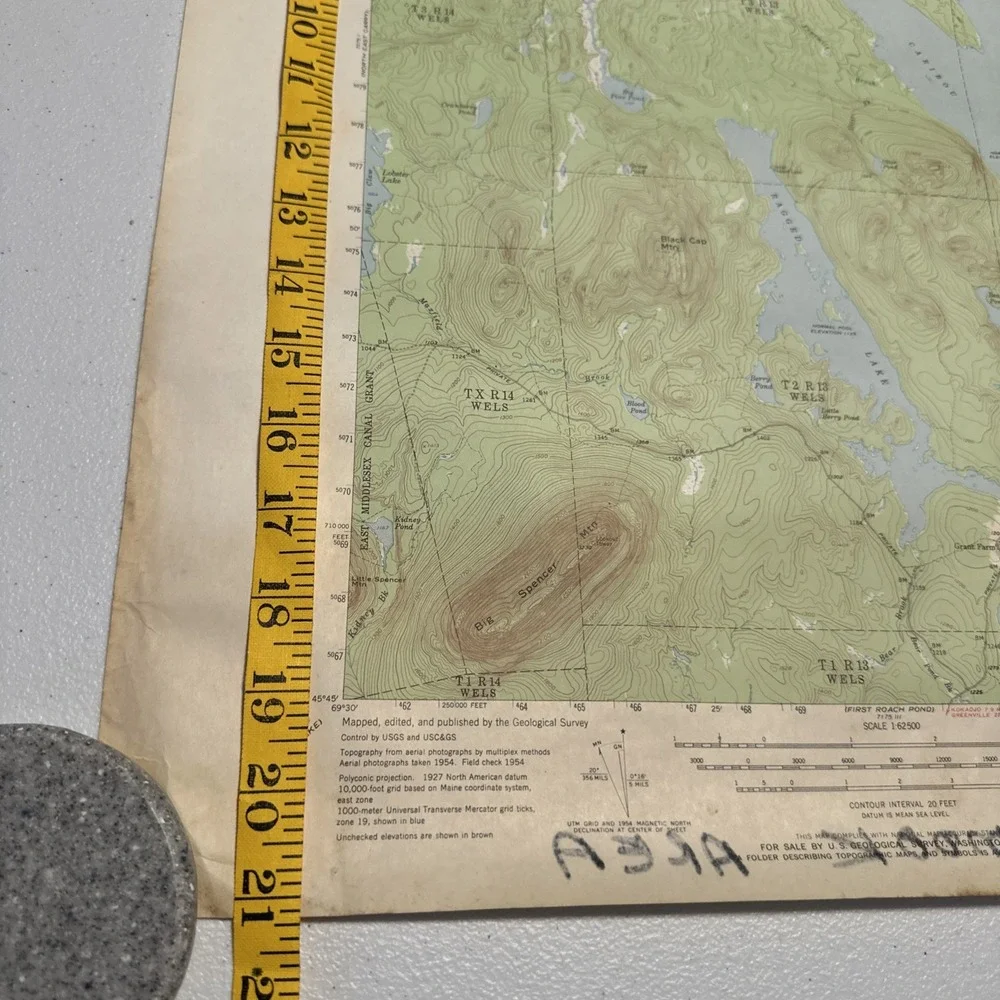 USGS PUBLIC UTILITIES COMM 1954 Ragged Lake, ME Quadrangle Piscataquis 1:625 MAP